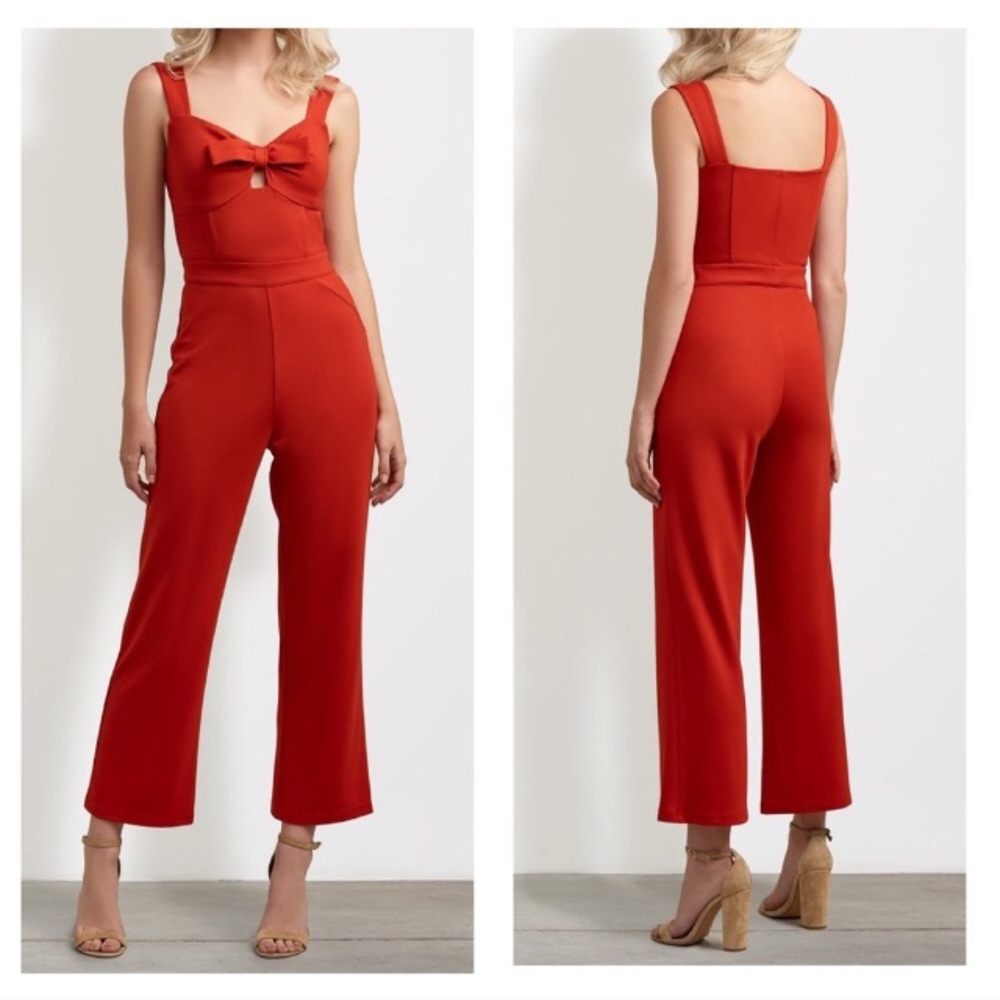 Ali + Jay red bow front dolce ponte jumpsuit m